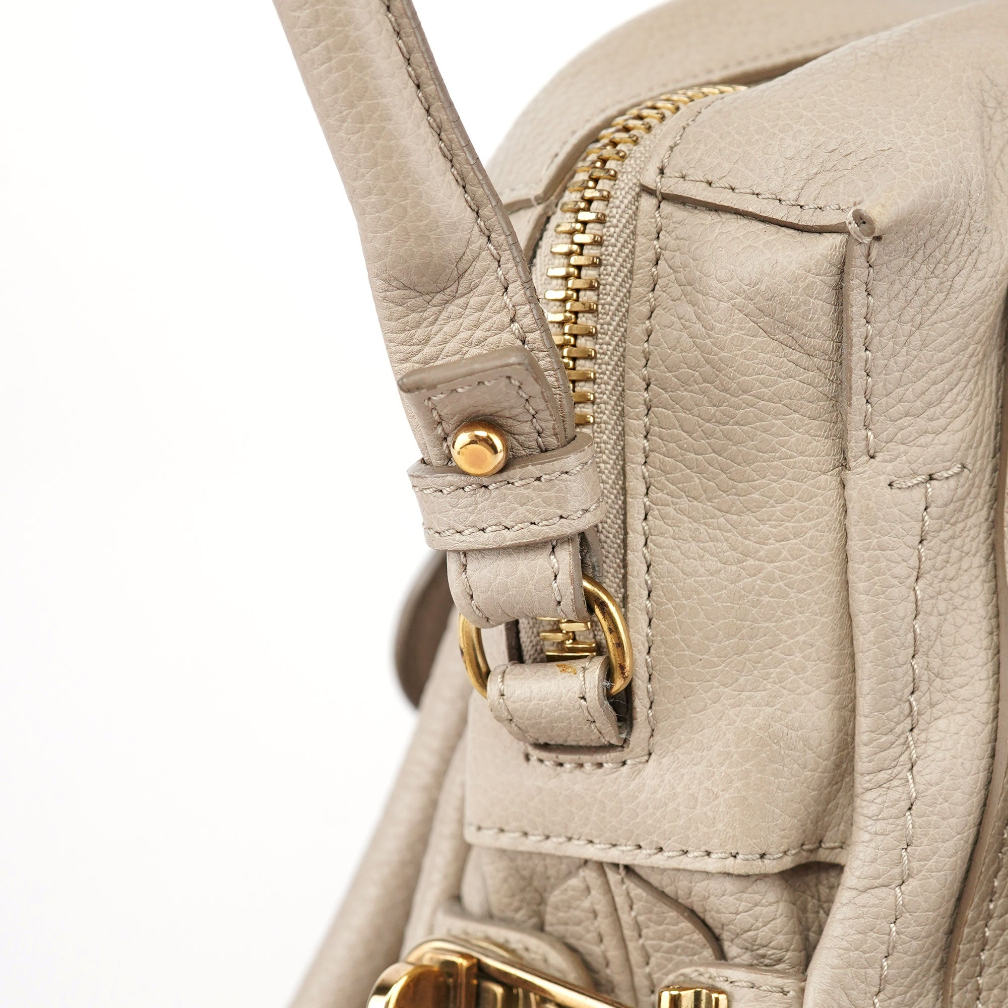 Cream Leather Paraty 2-Way Shoulder Bag
