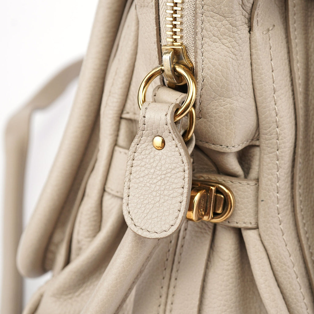 Cream Leather Paraty 2-Way Shoulder Bag
