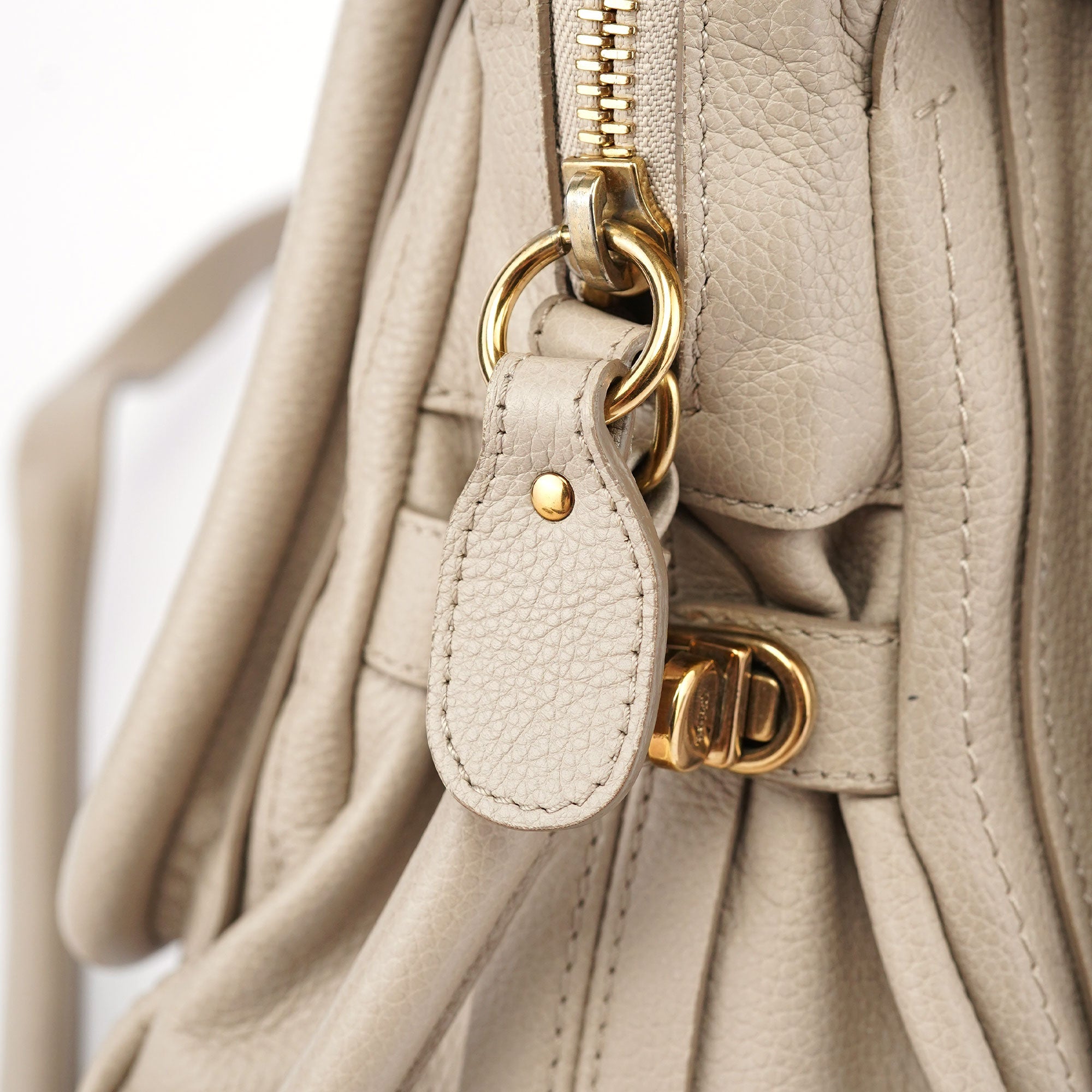 Cream Leather Paraty 2-Way Shoulder Bag