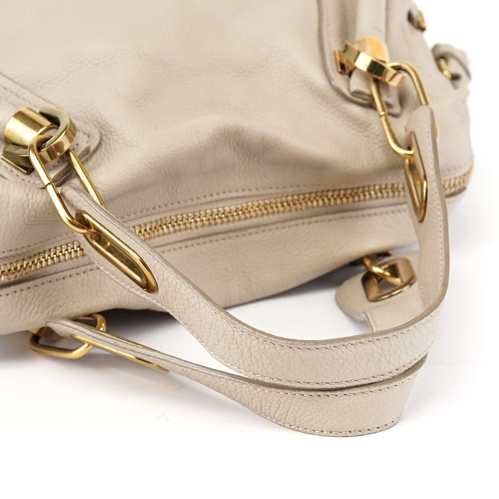 Cream Leather Paraty 2-Way Shoulder Bag
