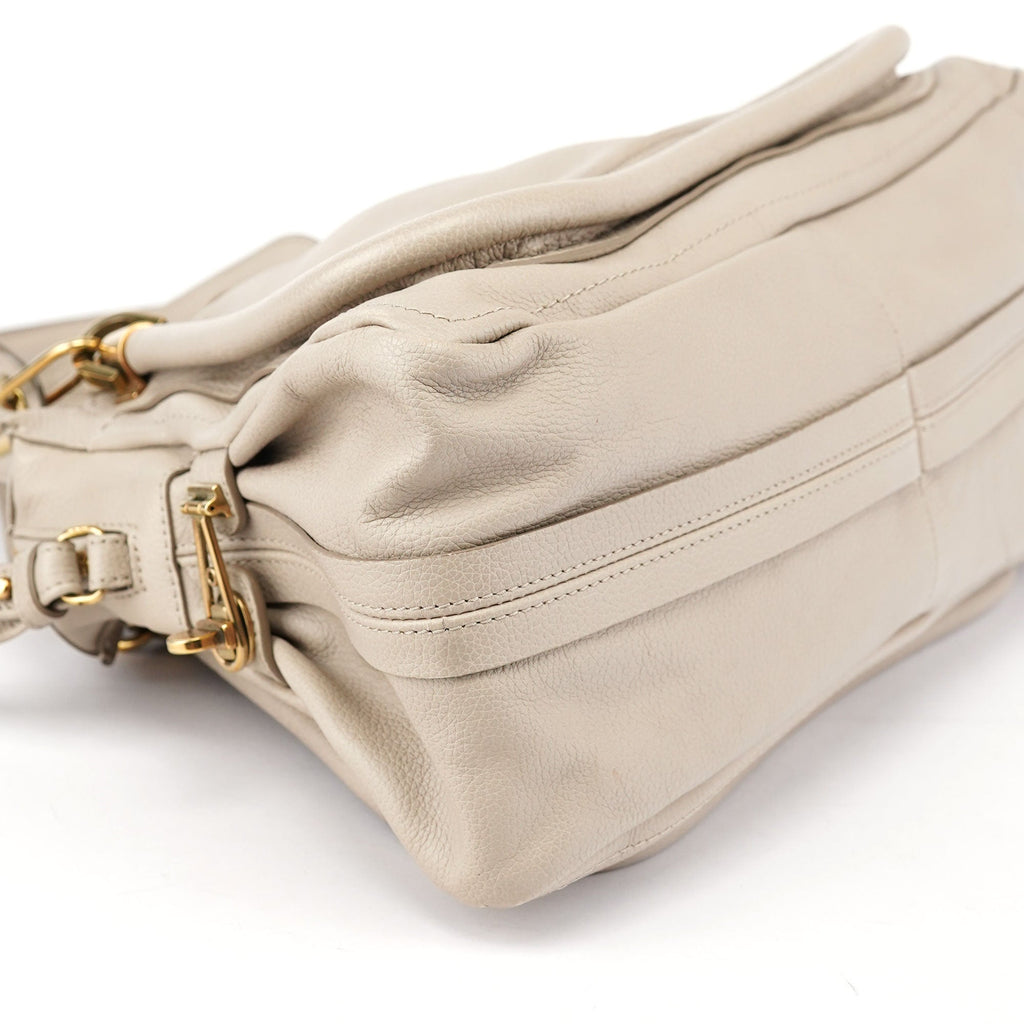 Cream Leather Paraty 2-Way Shoulder Bag