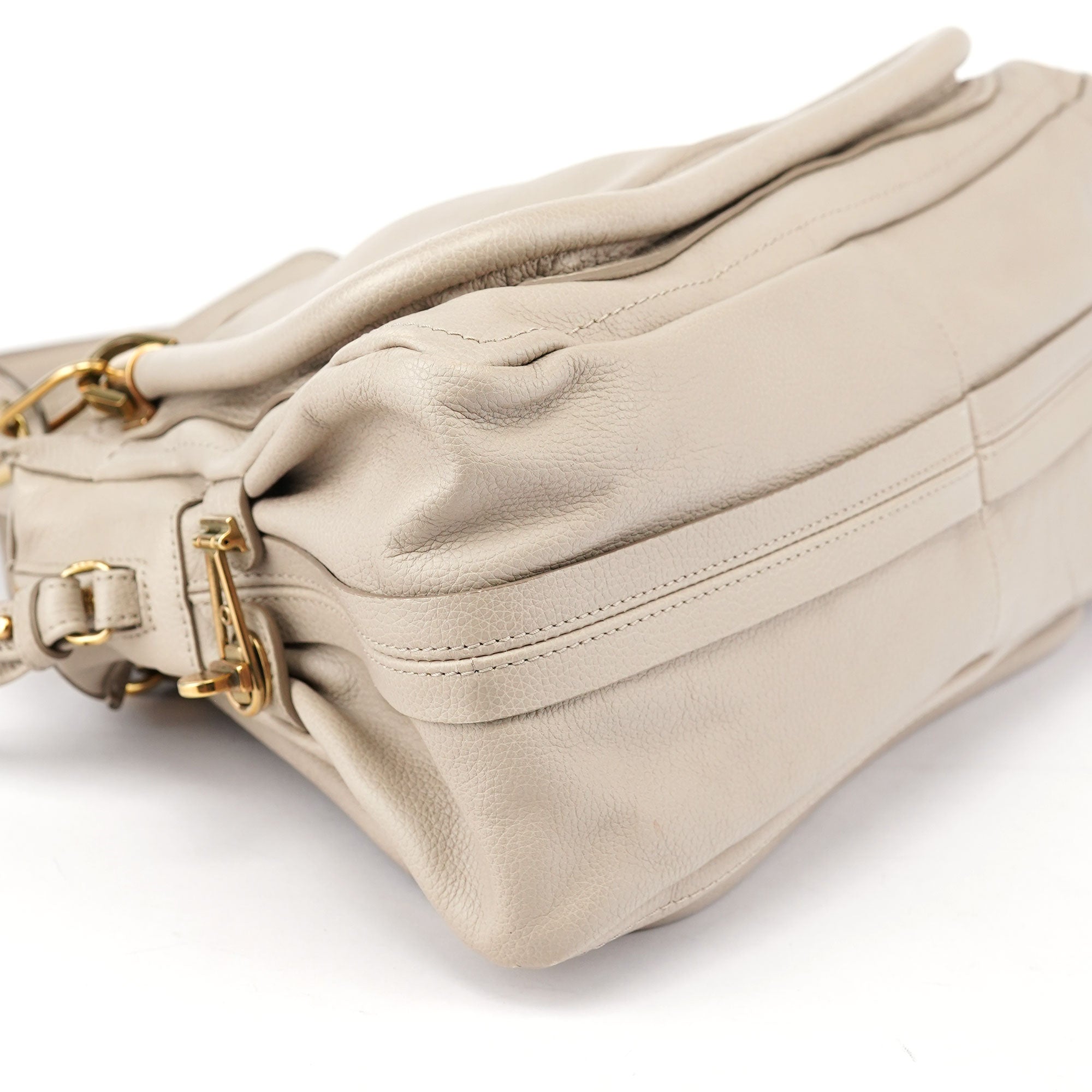 Cream Leather Paraty 2-Way Shoulder Bag