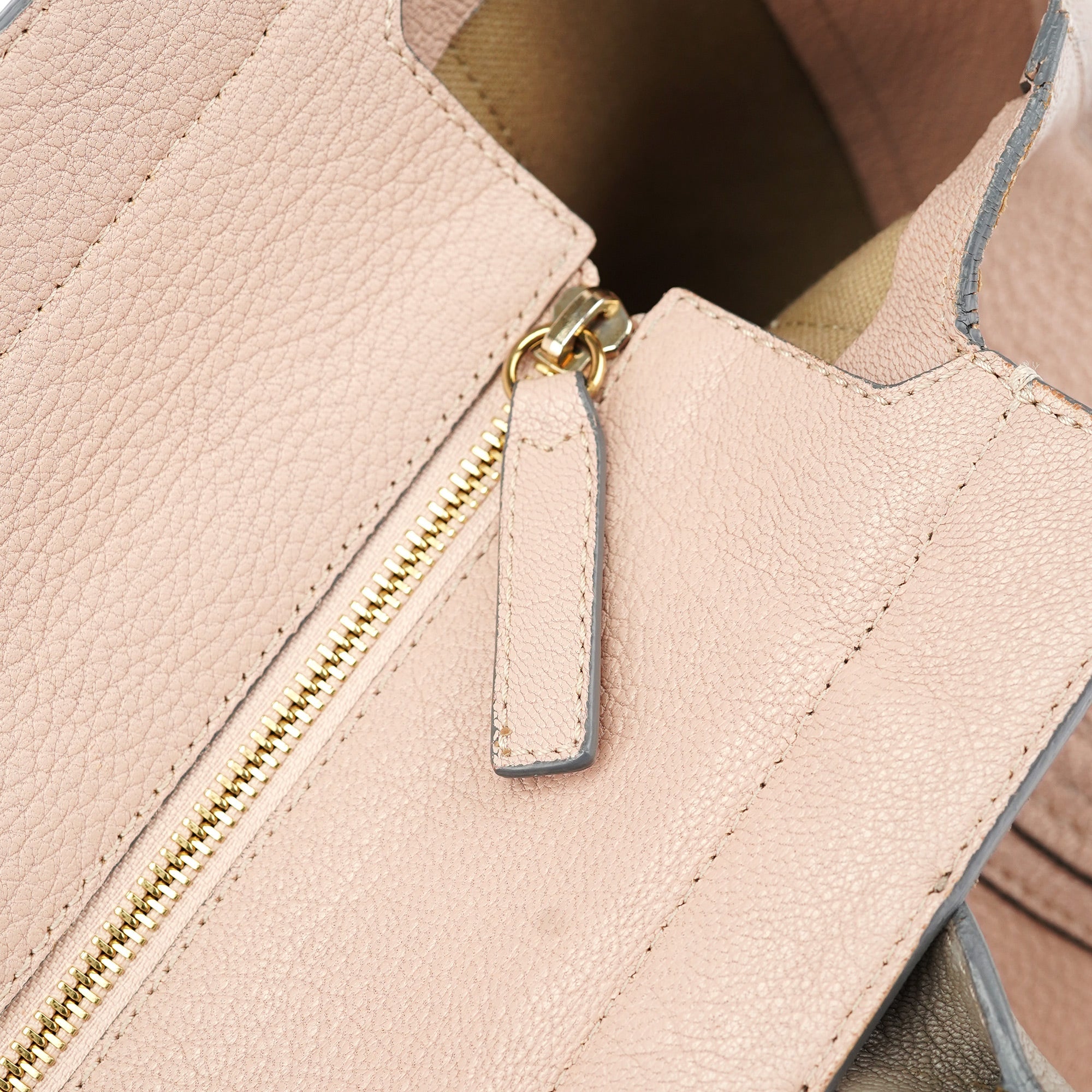 Cream Olive Calfskin Tote Bag