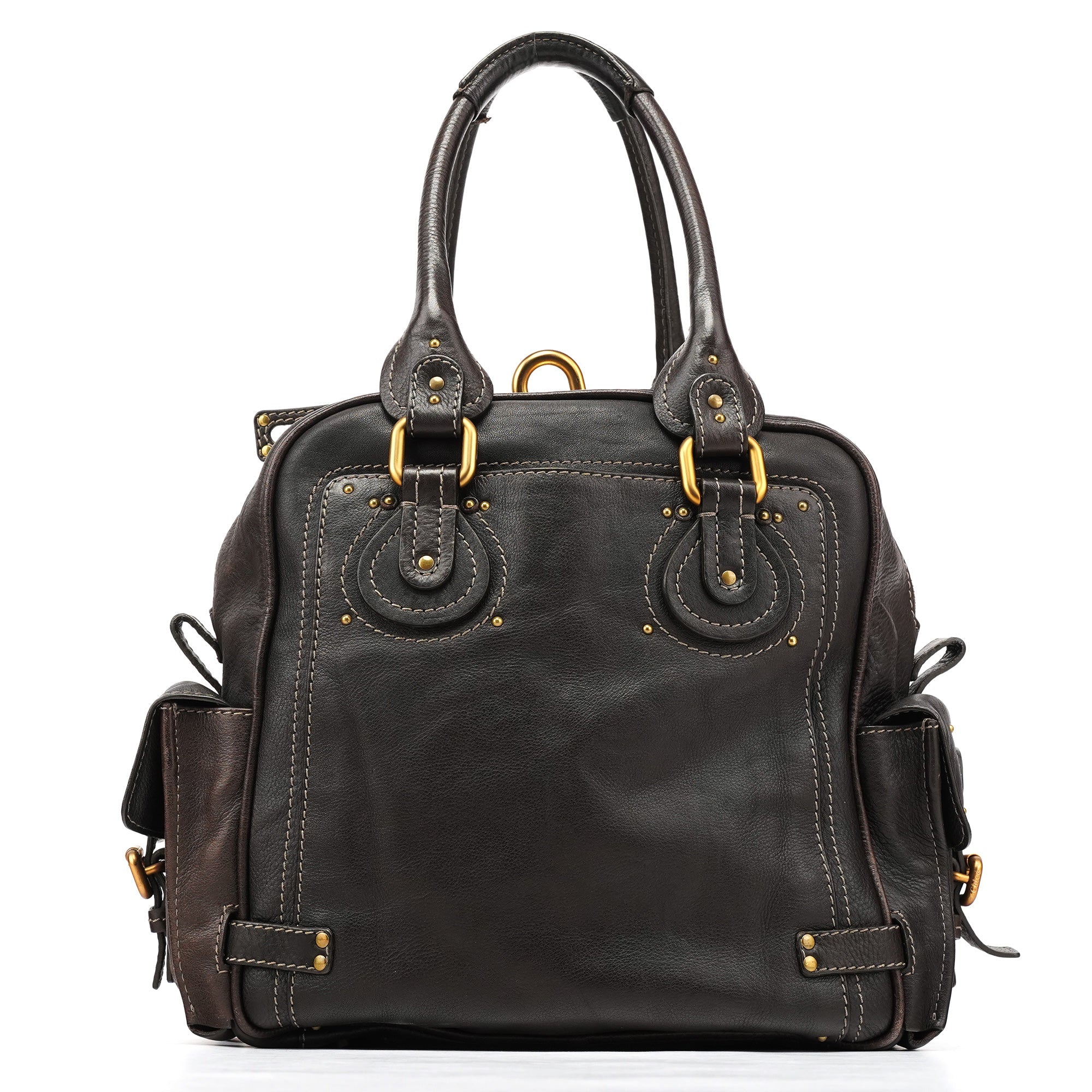 Dark Brown Leather Paddington Top Handle Bag