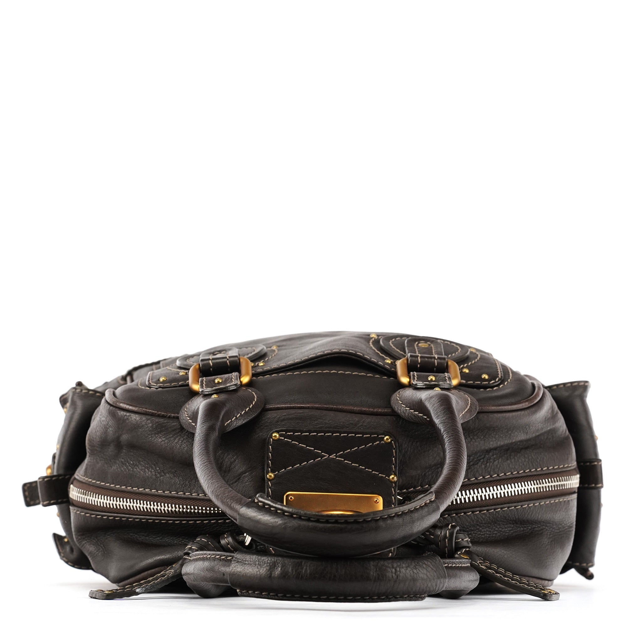 Dark Brown Leather Paddington Top Handle Bag