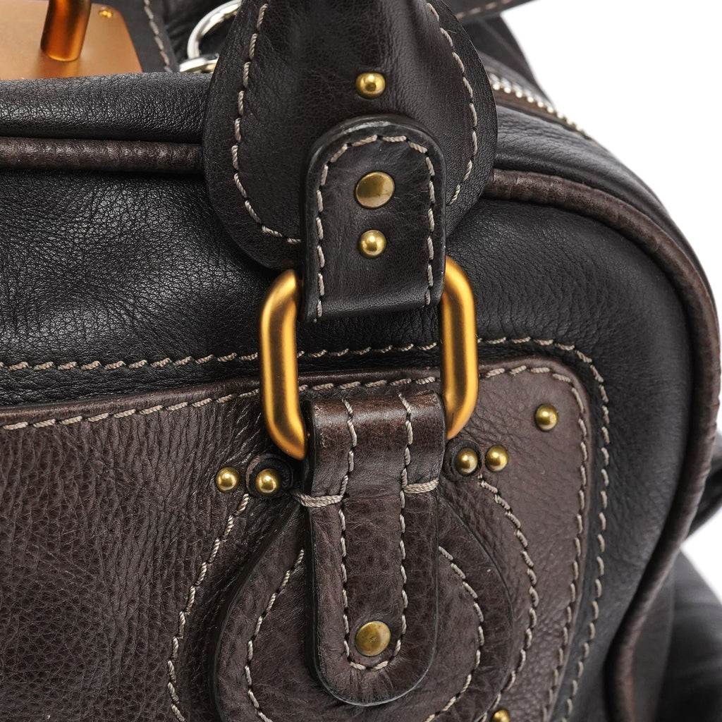 Dark Brown Leather Paddington Top Handle Bag