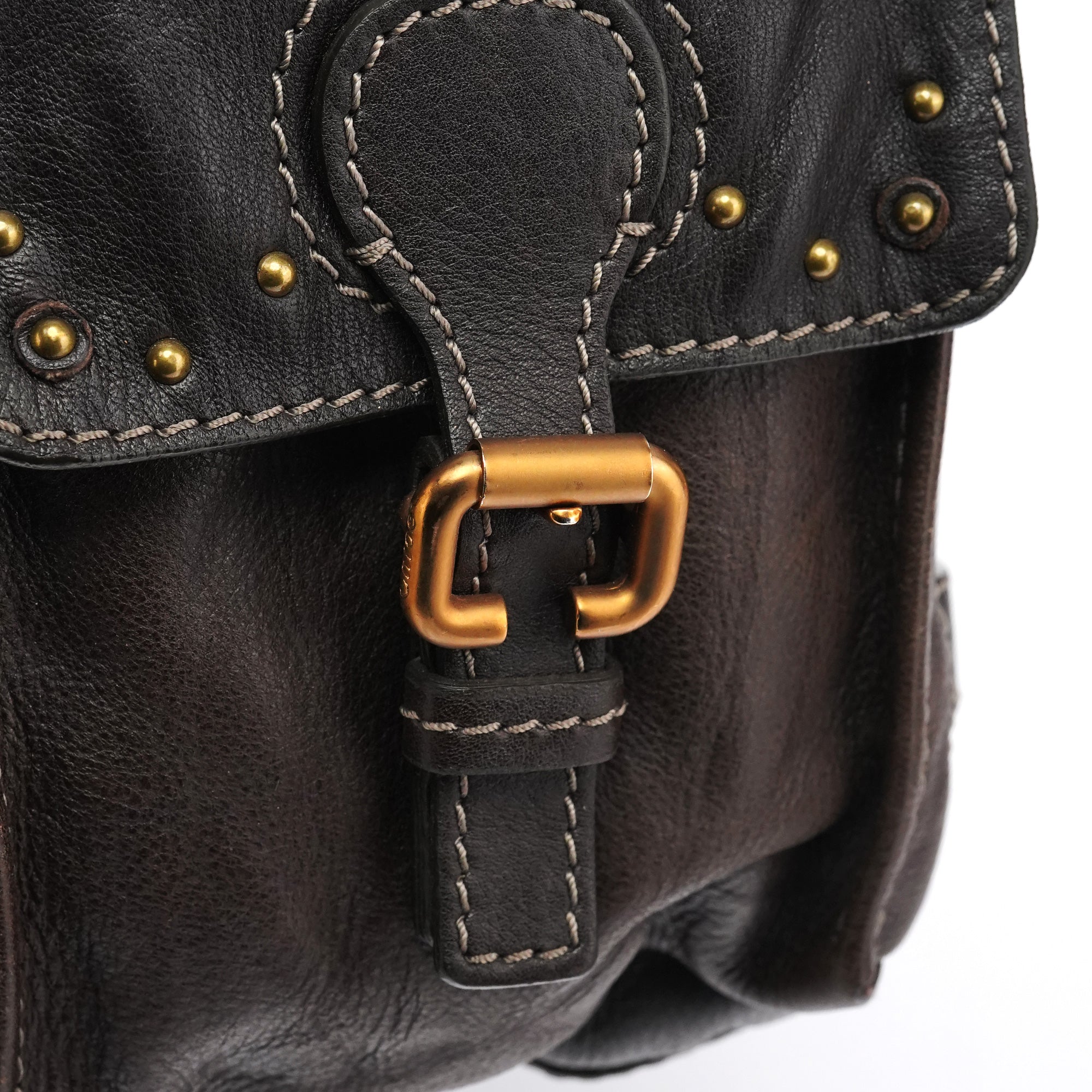 Dark Brown Leather Paddington Top Handle Bag