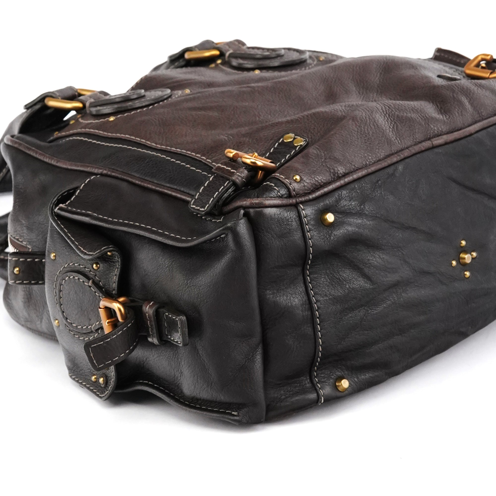 Dark Brown Leather Paddington Top Handle Bag