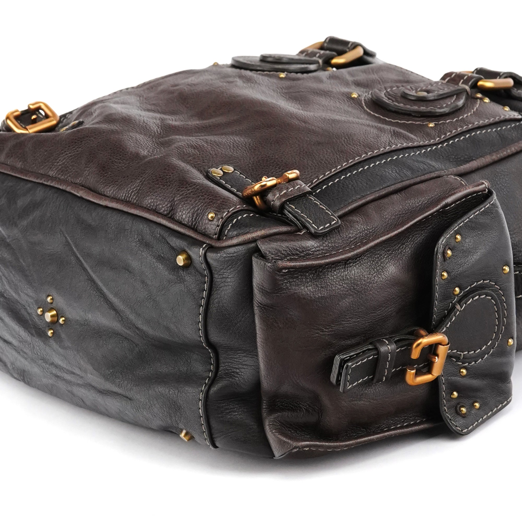 Dark Brown Leather Paddington Top Handle Bag