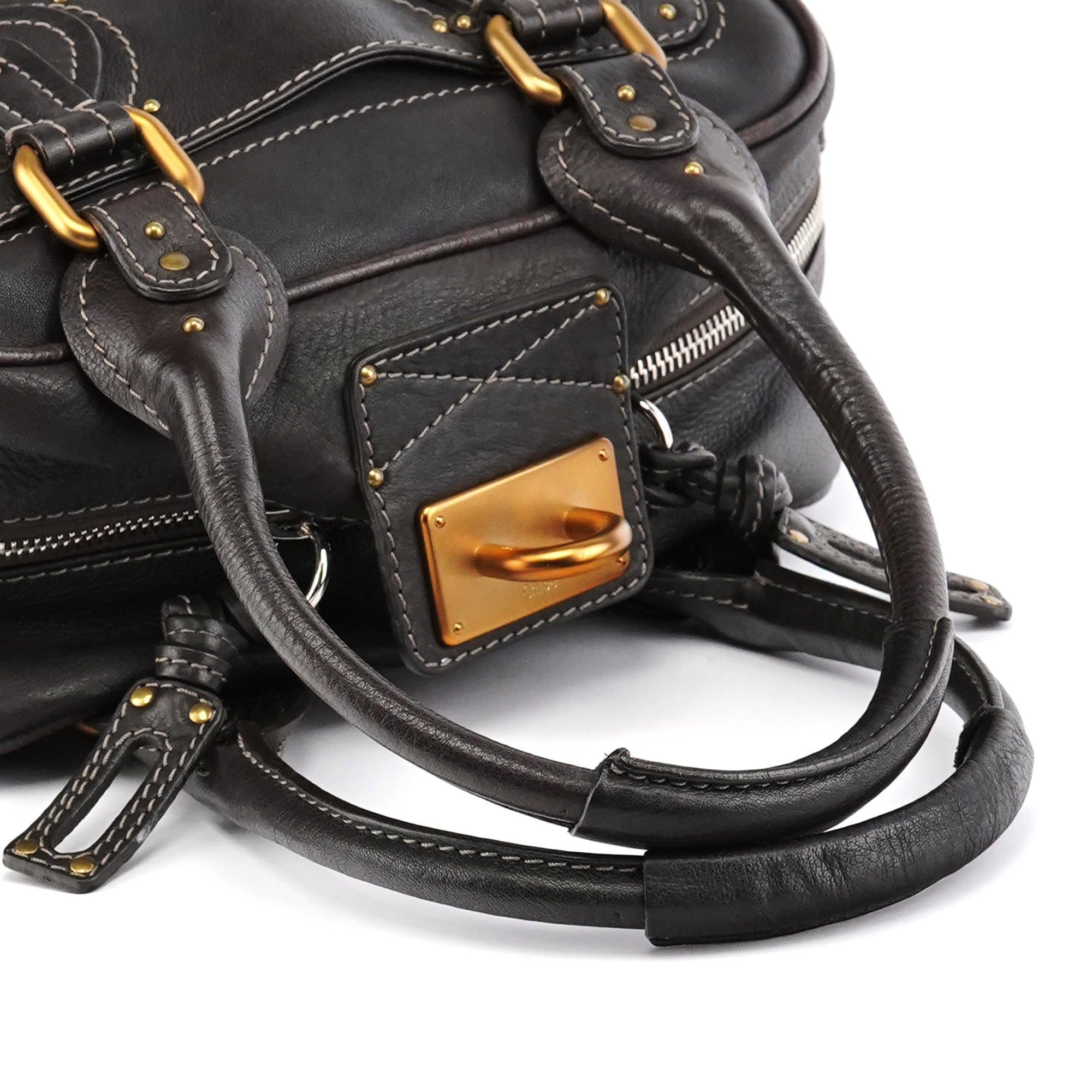 Dark Brown Leather Paddington Top Handle Bag