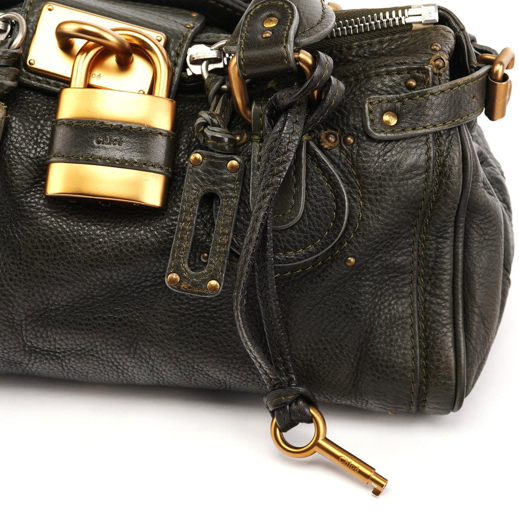 Dark Green Leather Paddington Shoulder Bag