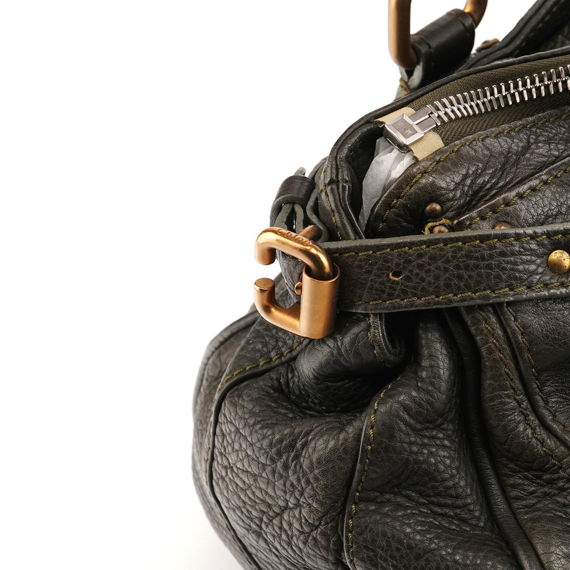 Dark Green Leather Paddington Shoulder Bag