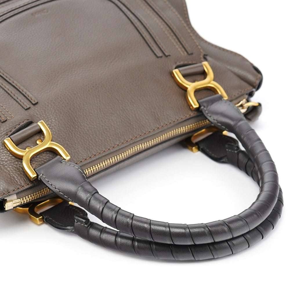 Dark Grey Leather Marcie Tote Bag