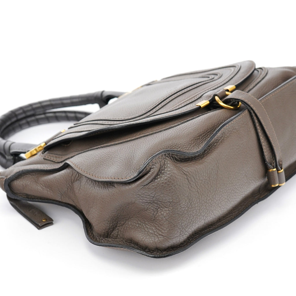 Dark Grey Leather Marcie Tote Bag