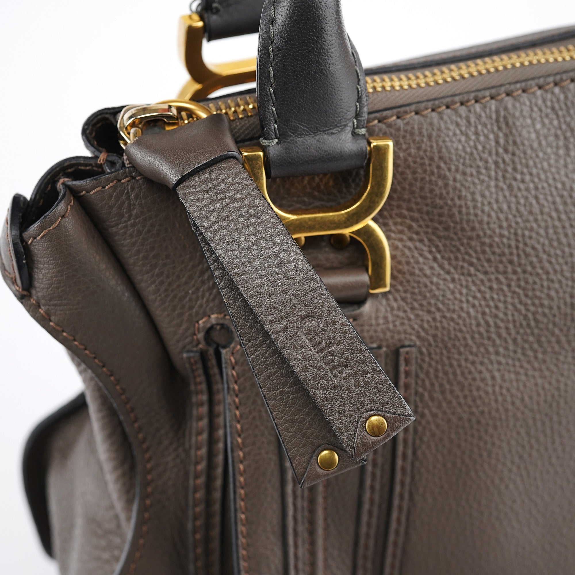 Dark Grey Leather Marcie Tote Bag