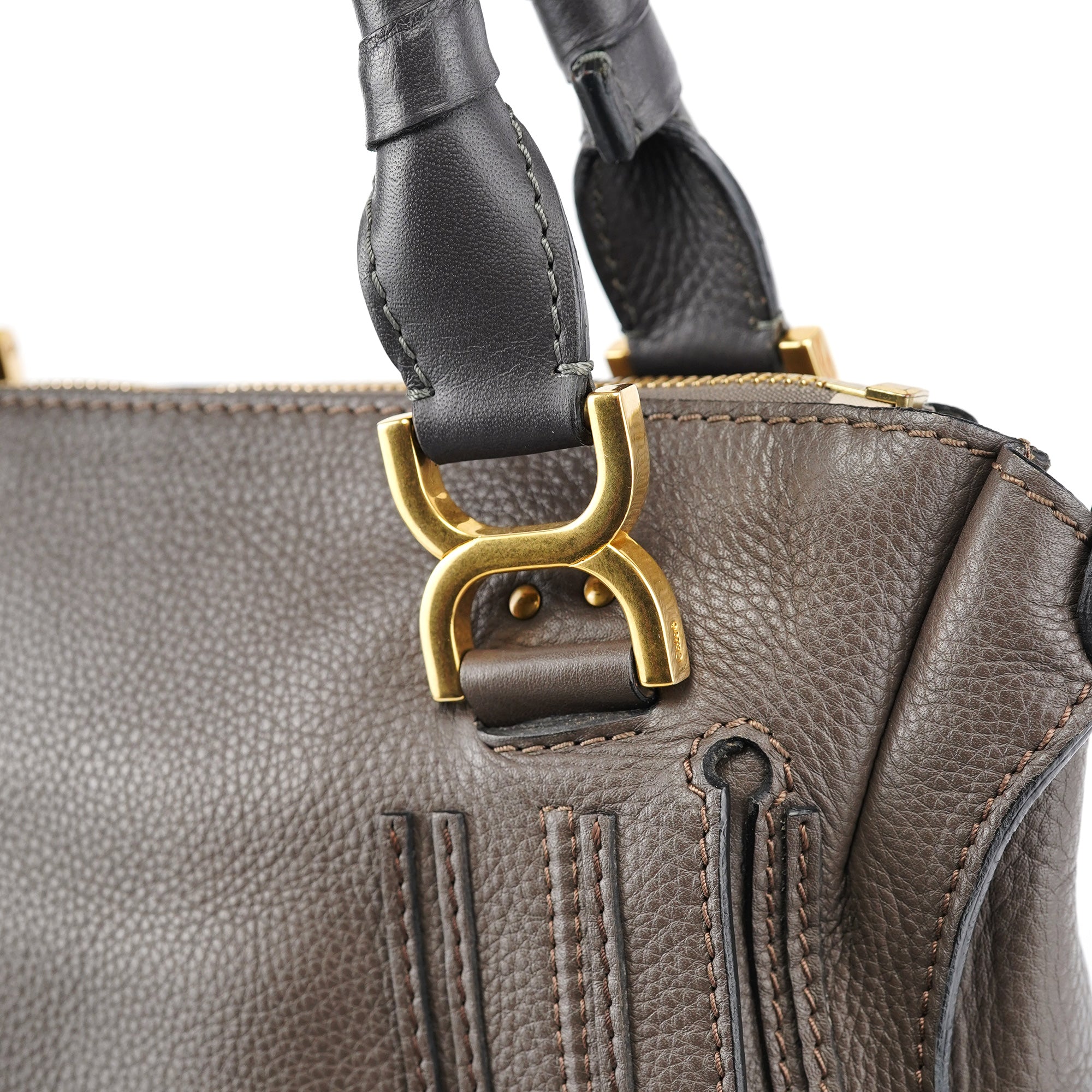 Dark Grey Leather Marcie Tote Bag