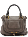 Dark Grey Leather Marcie Tote Bag