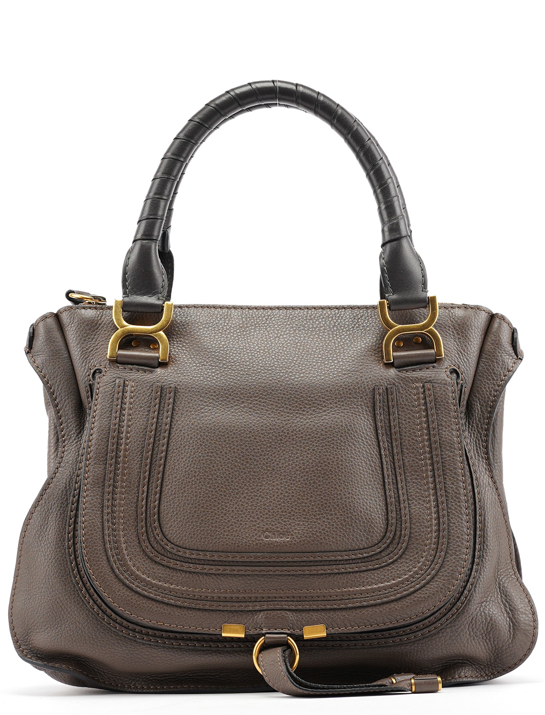 Dark Grey Leather Marcie Tote Bag