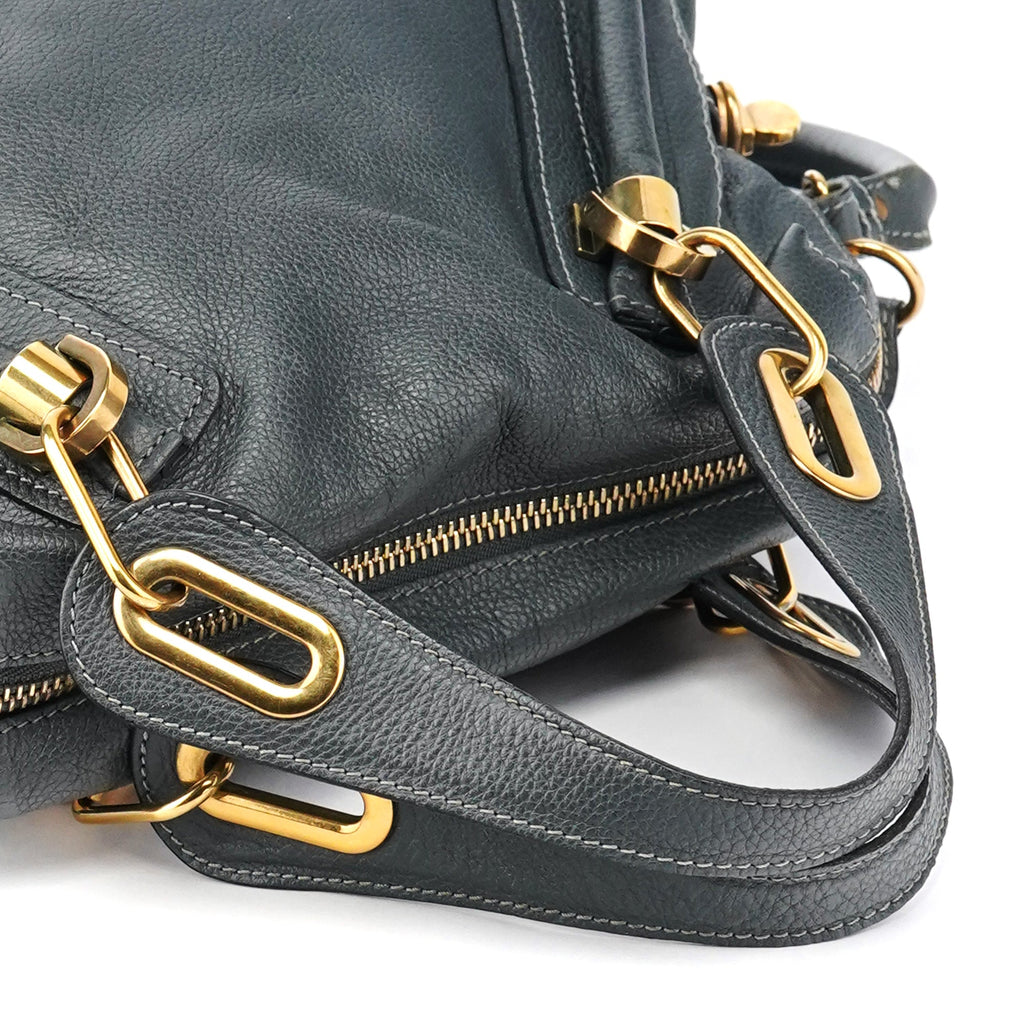 Dark Grey Leather Paraty 2-Way Bag