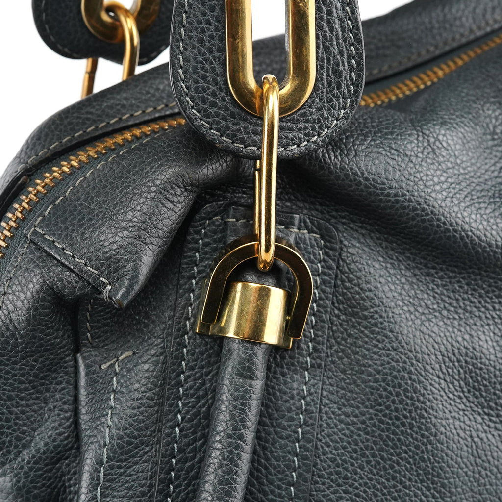 Dark Grey Leather Paraty 2-Way Bag