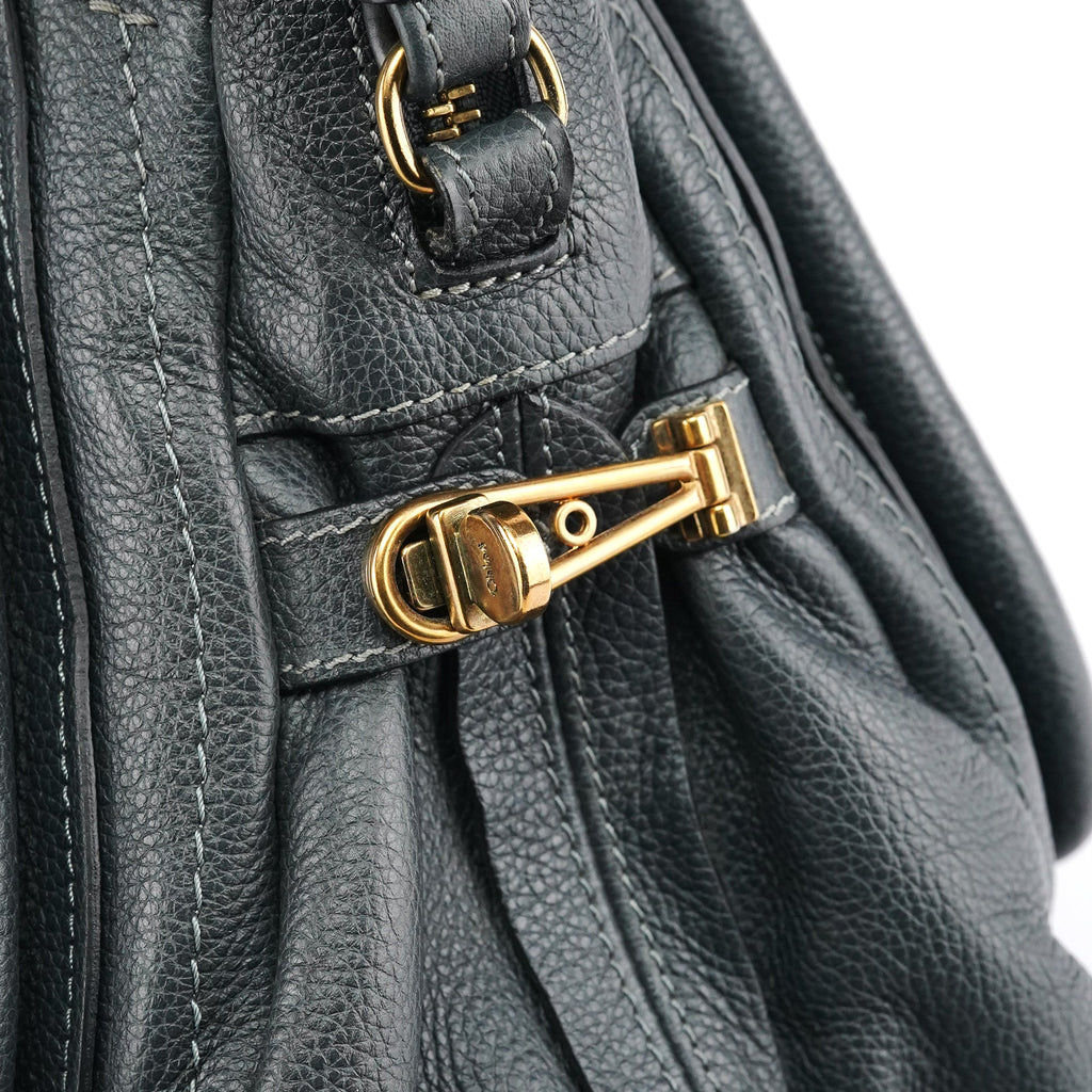Dark Grey Leather Paraty 2-Way Bag