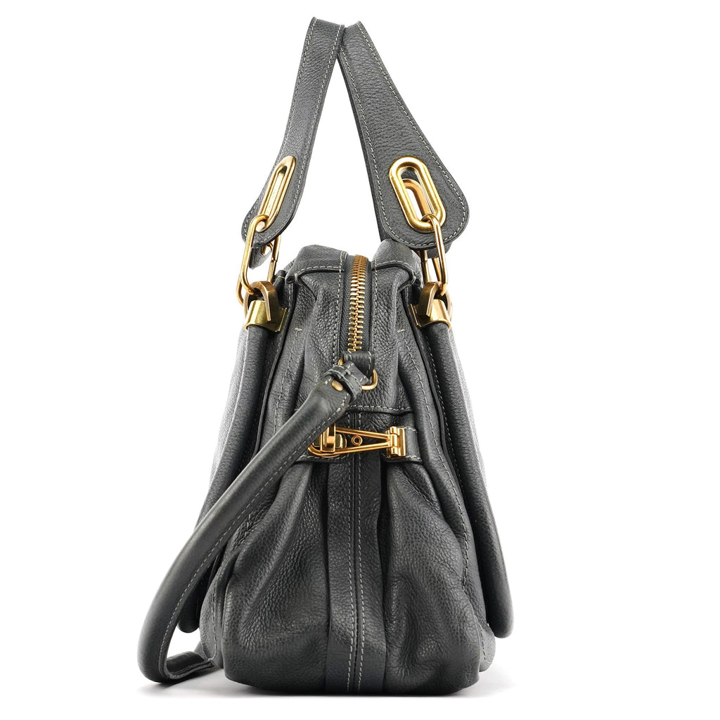 Dark Grey Leather Paraty 2-Way Bag