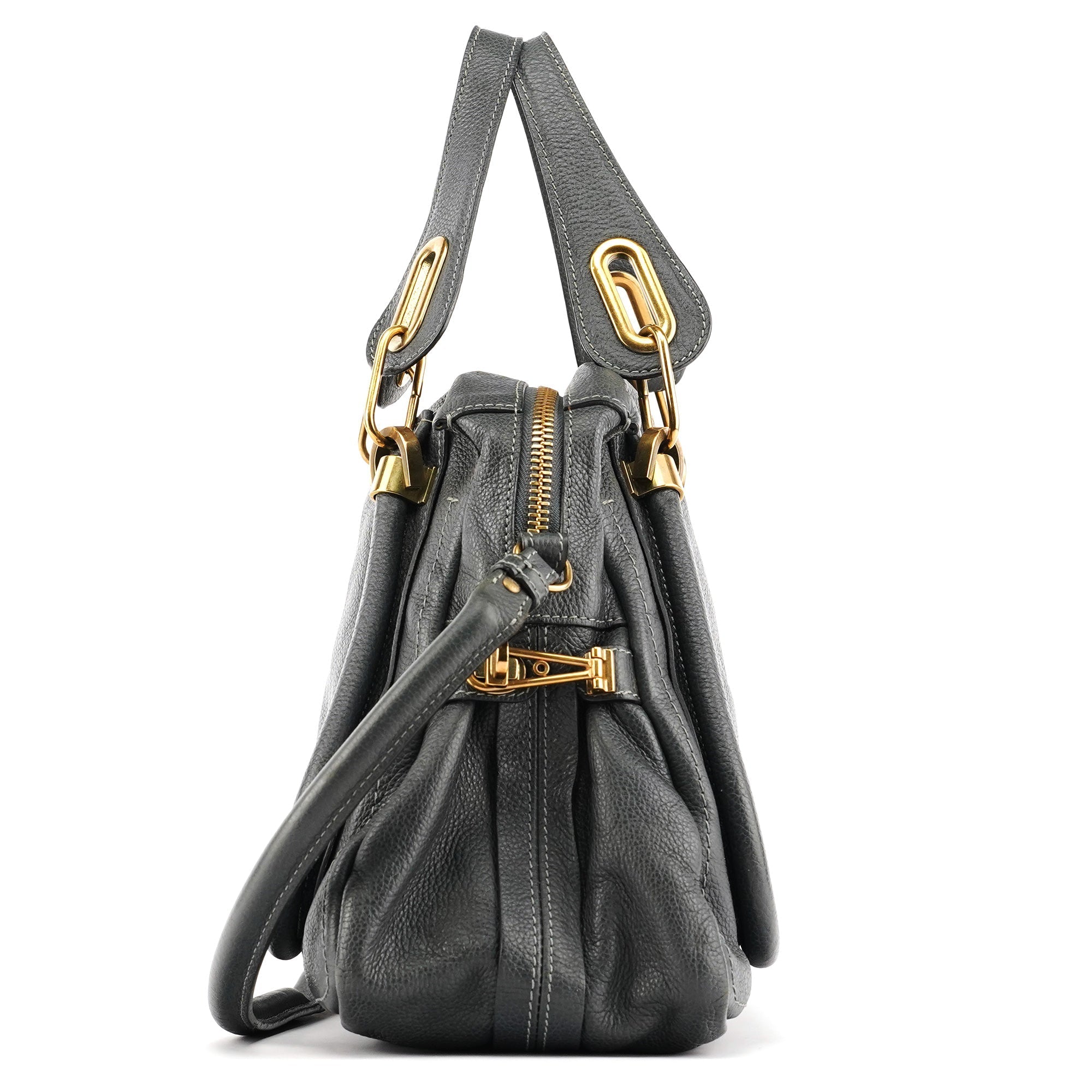 Dark Grey Leather Paraty 2-Way Bag
