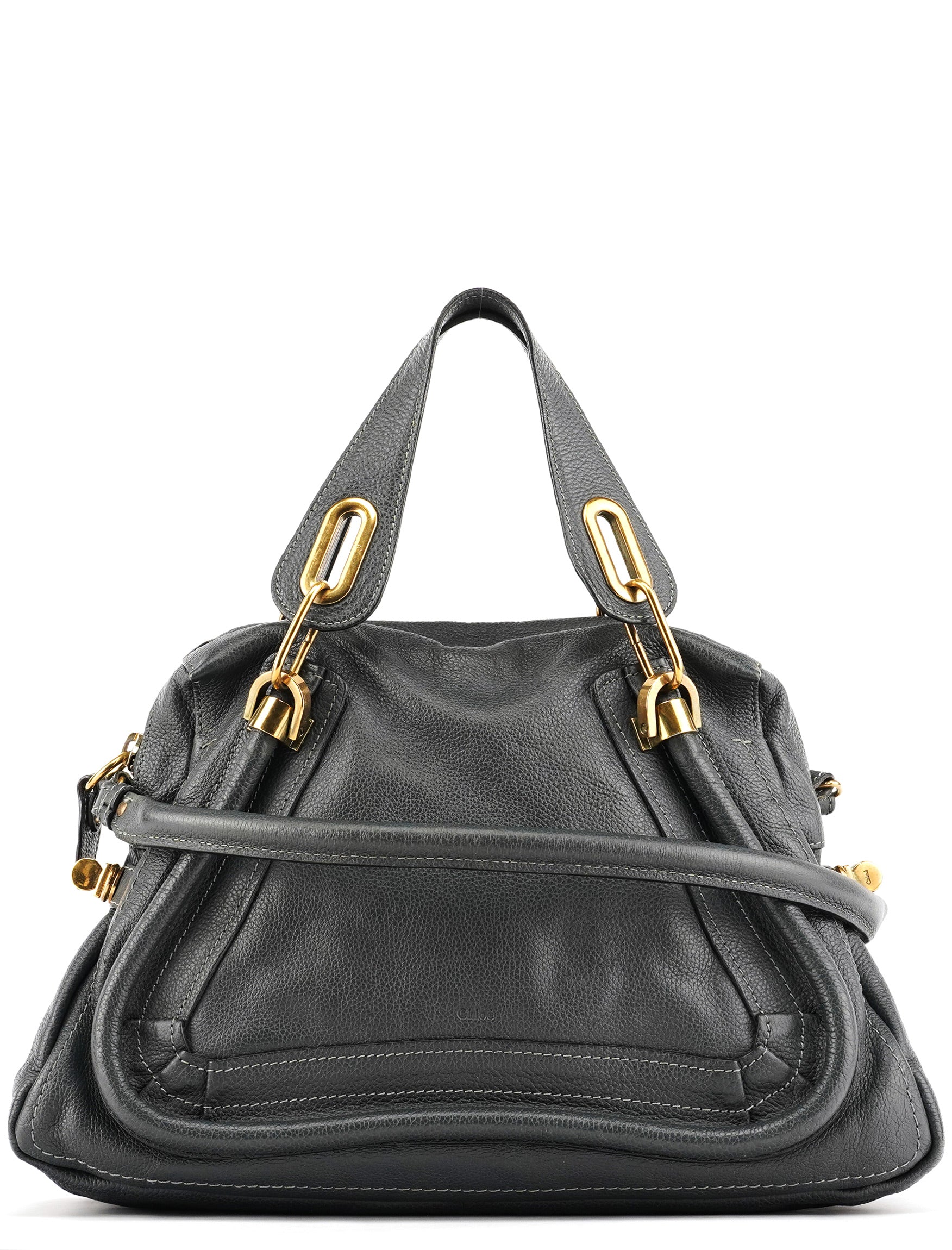 Dark Grey Leather Paraty 2-Way Bag