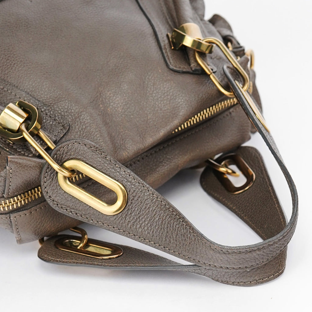 Dark Grey Leather Paraty 2-Way Shoulder Bag