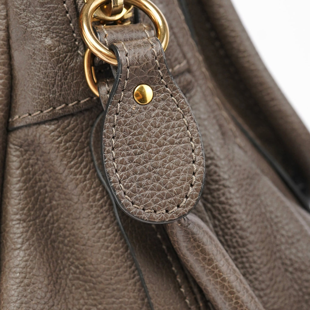 Dark Grey Leather Paraty 2-Way Shoulder Bag