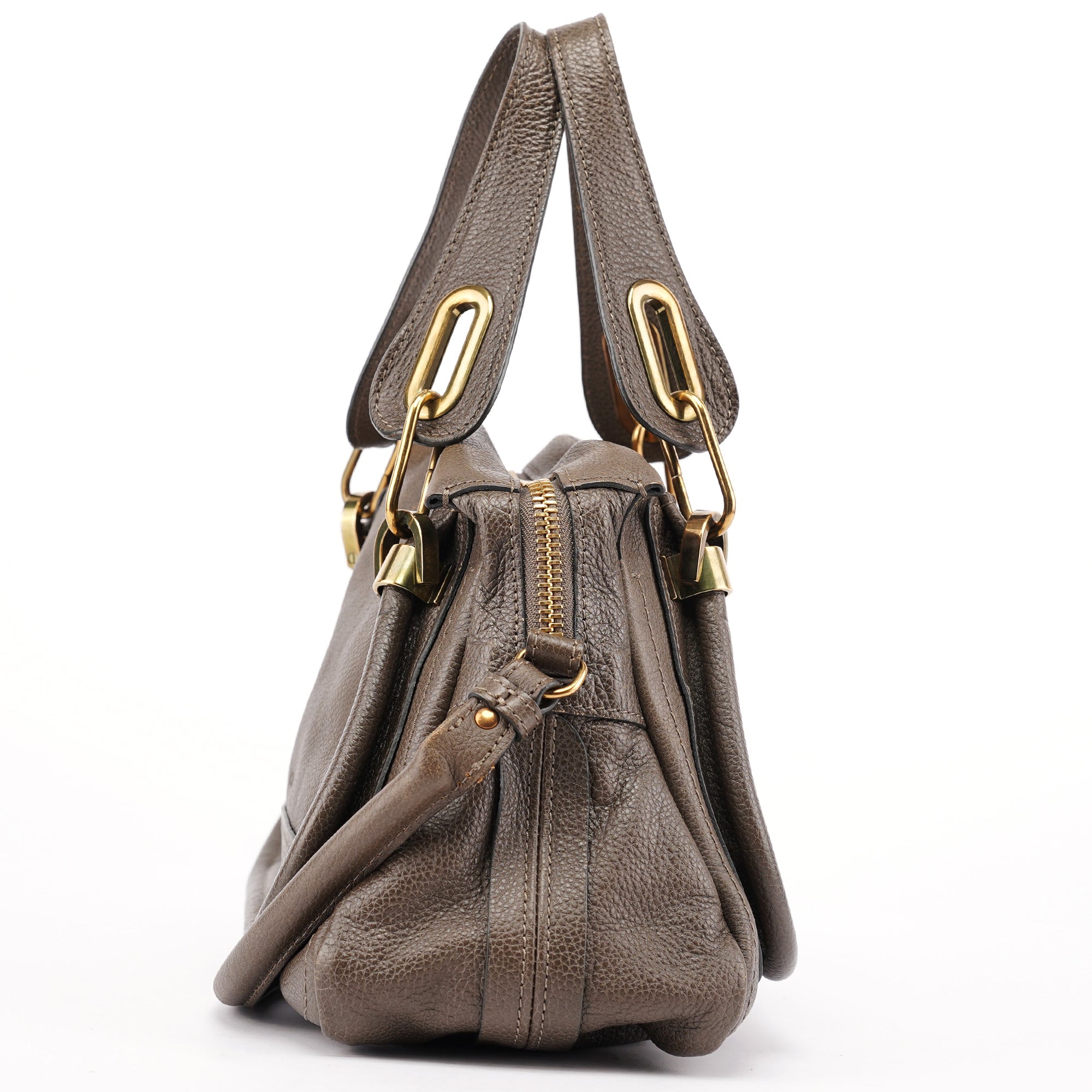 Dark Grey Leather Paraty 2-Way Shoulder Bag