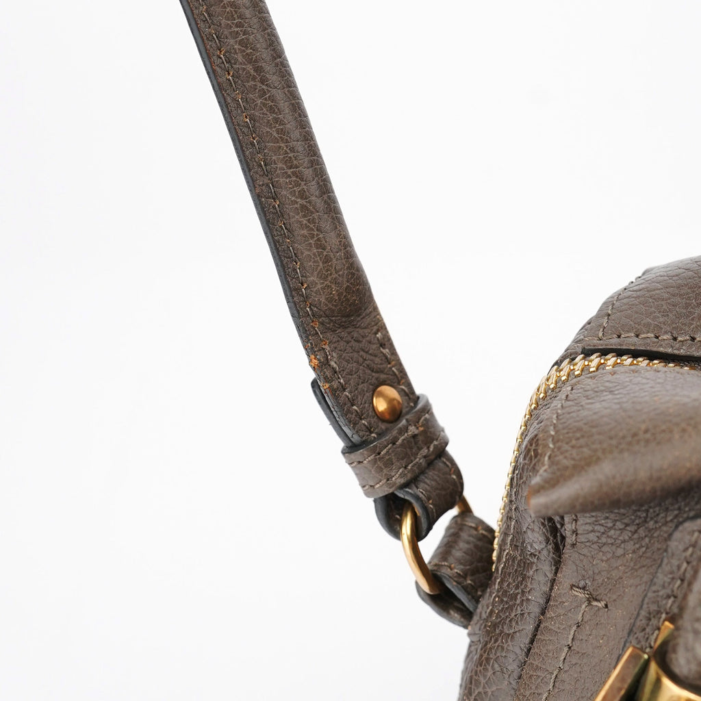 Dark Grey Leather Paraty 2-Way Shoulder Bag