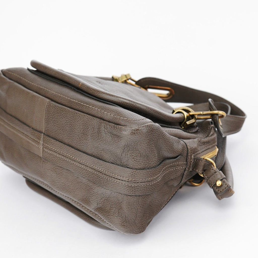 Dark Grey Leather Paraty 2-Way Shoulder Bag