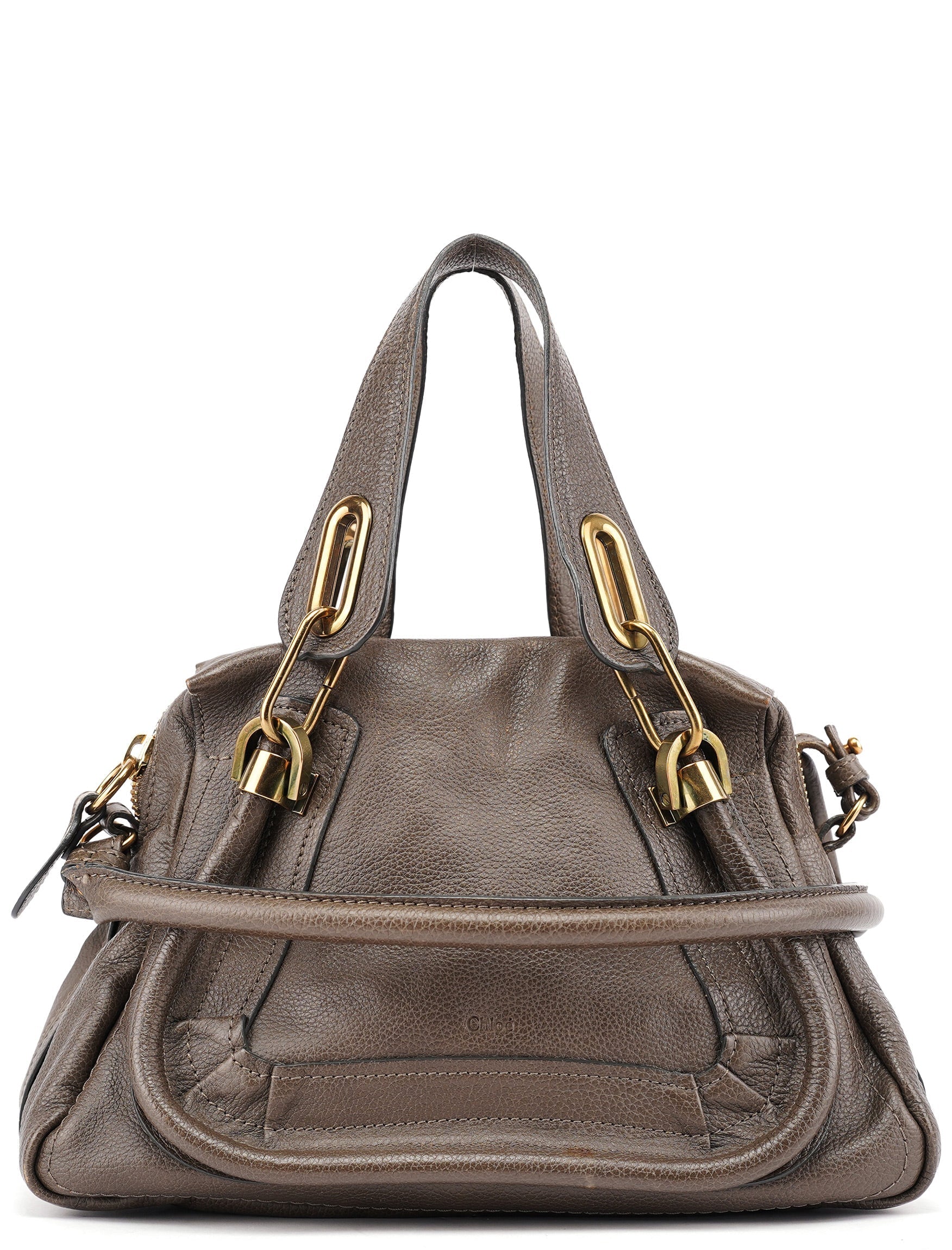 Dark Grey Leather Paraty 2-Way Shoulder Bag