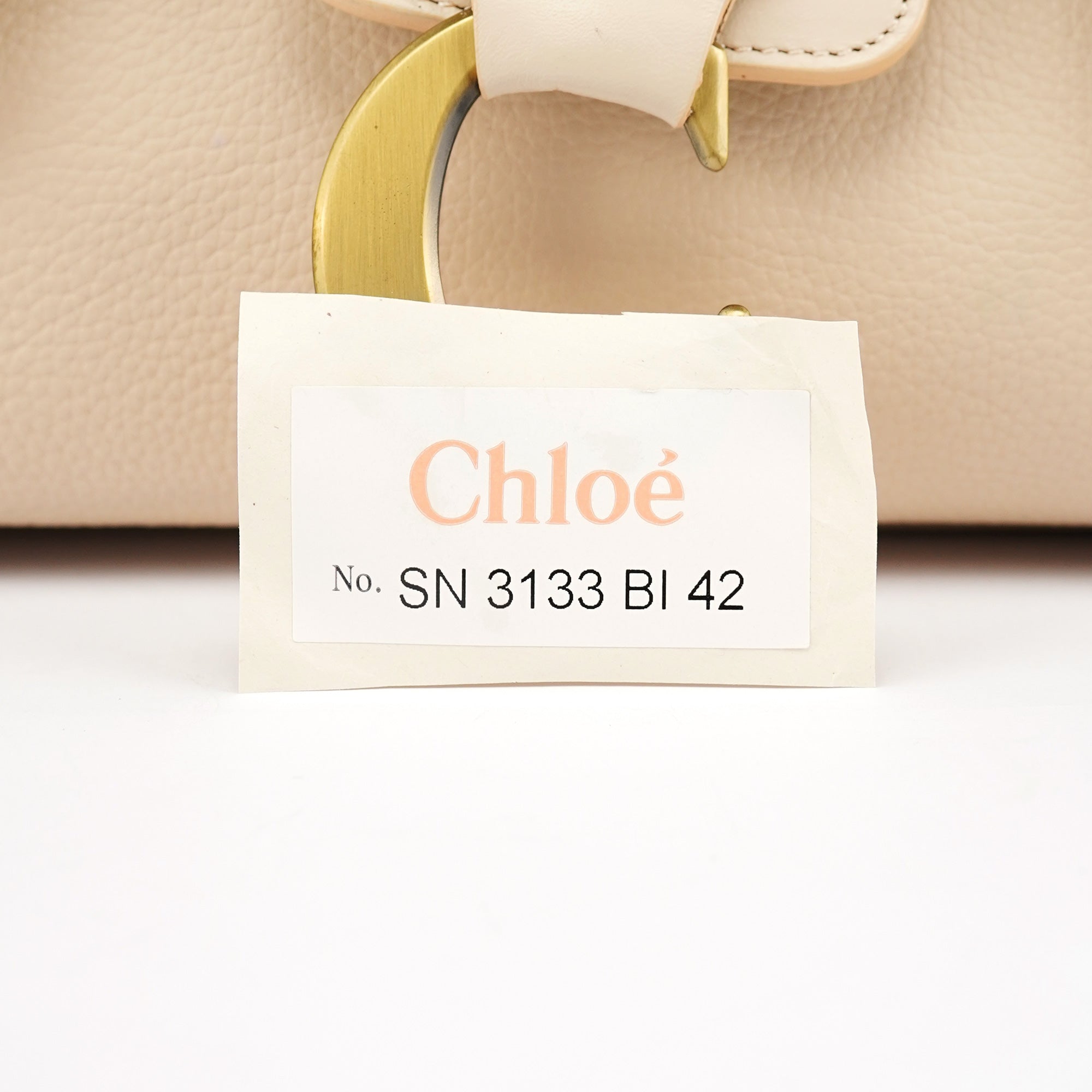 Ecru Leather C Tote Bag