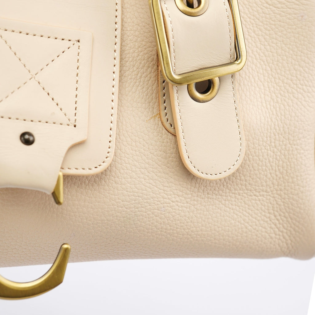 Ecru Leather C Tote Bag