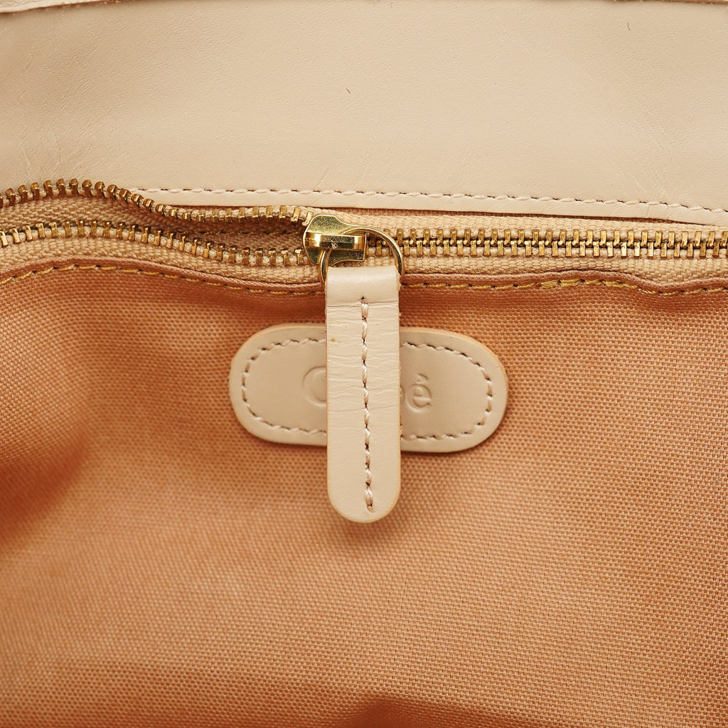 Ecru Leather C Tote Bag