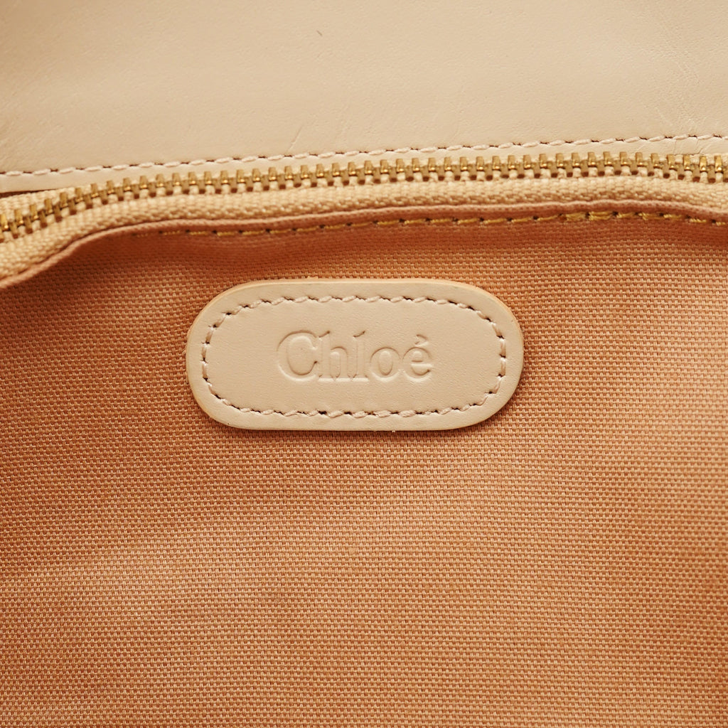Ecru Leather C Tote Bag
