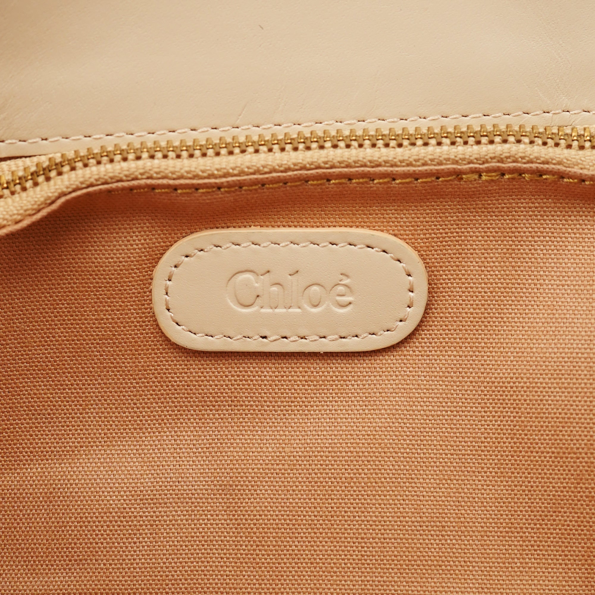 Ecru Leather C Tote Bag