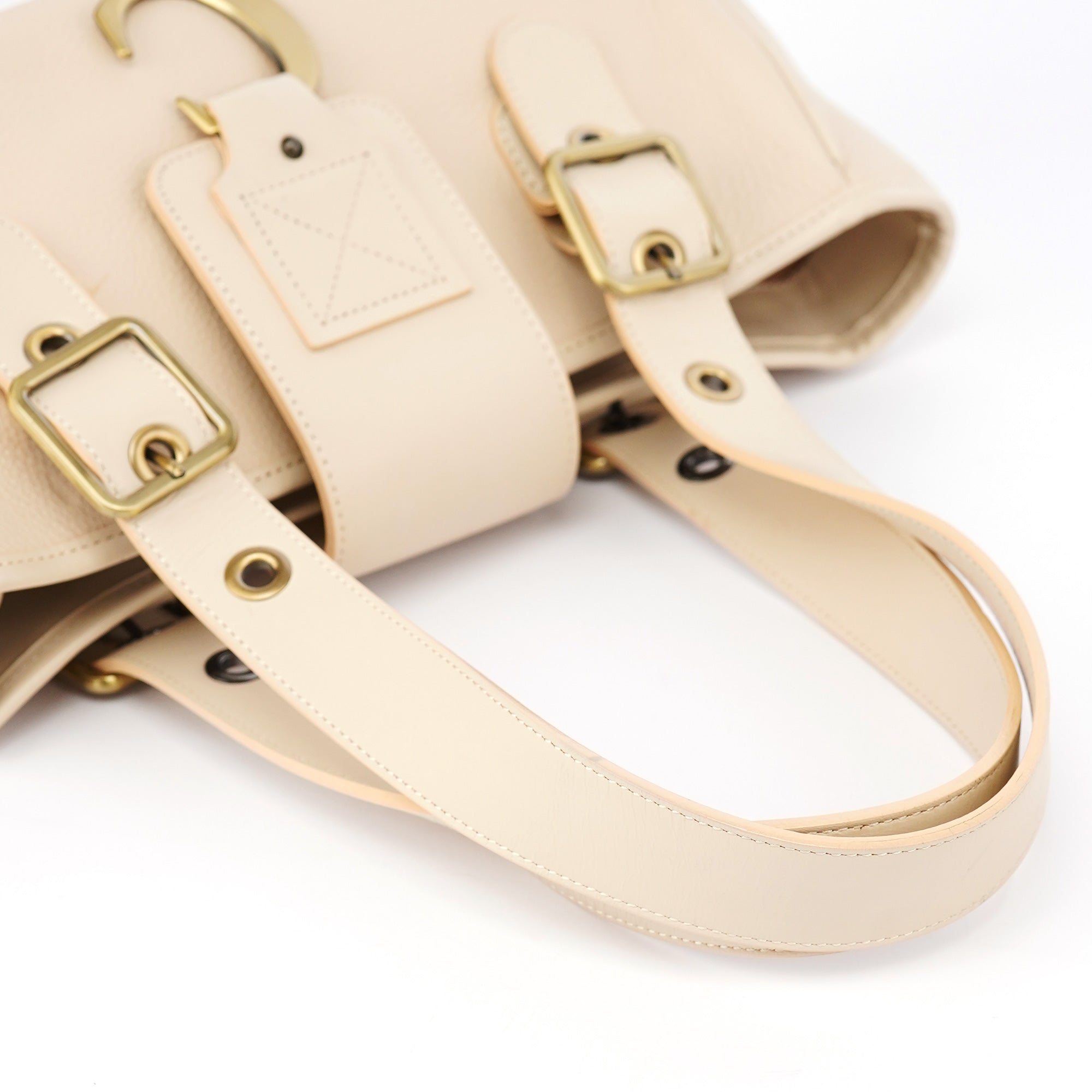 Ecru Leather C Tote Bag