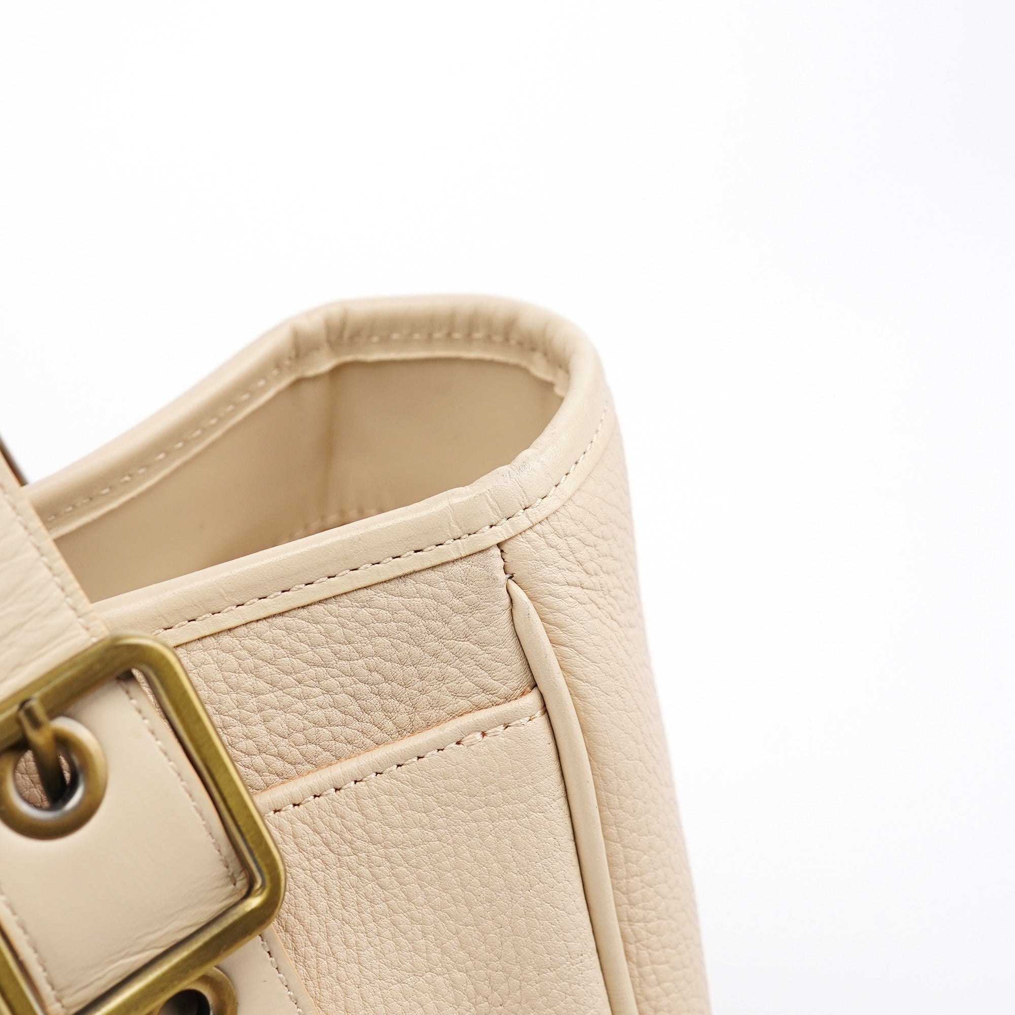 Ecru Leather C Tote Bag