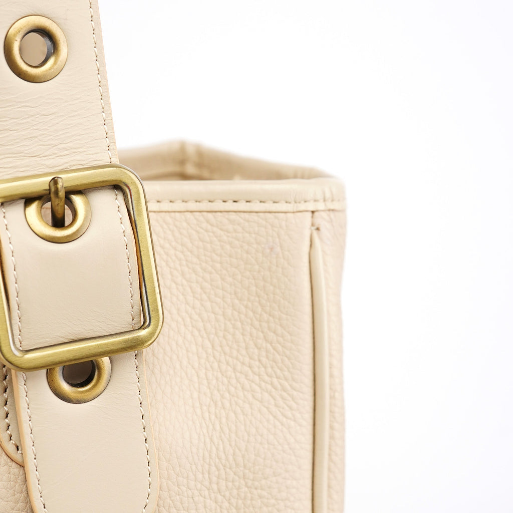 Ecru Leather C Tote Bag