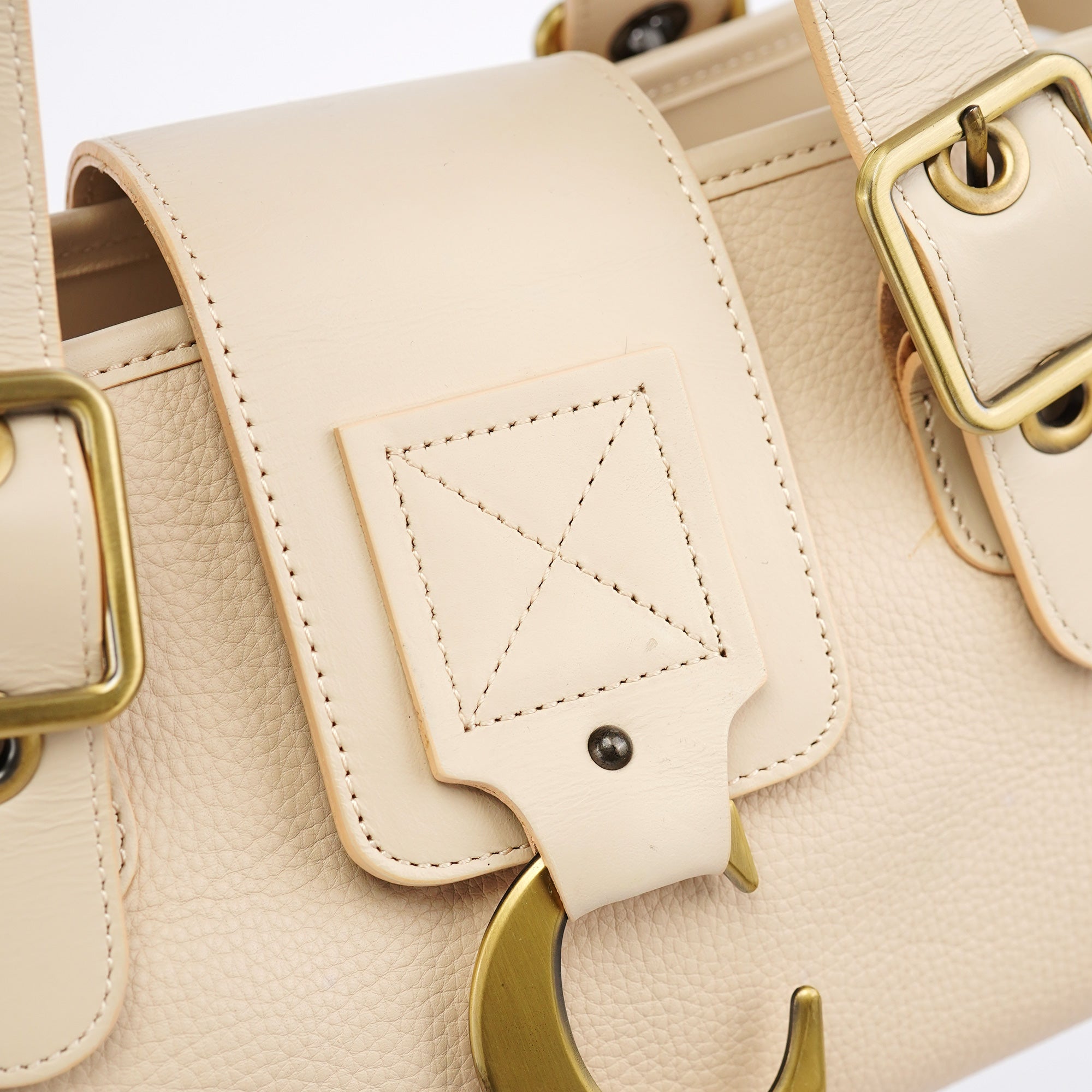 Ecru Leather C Tote Bag