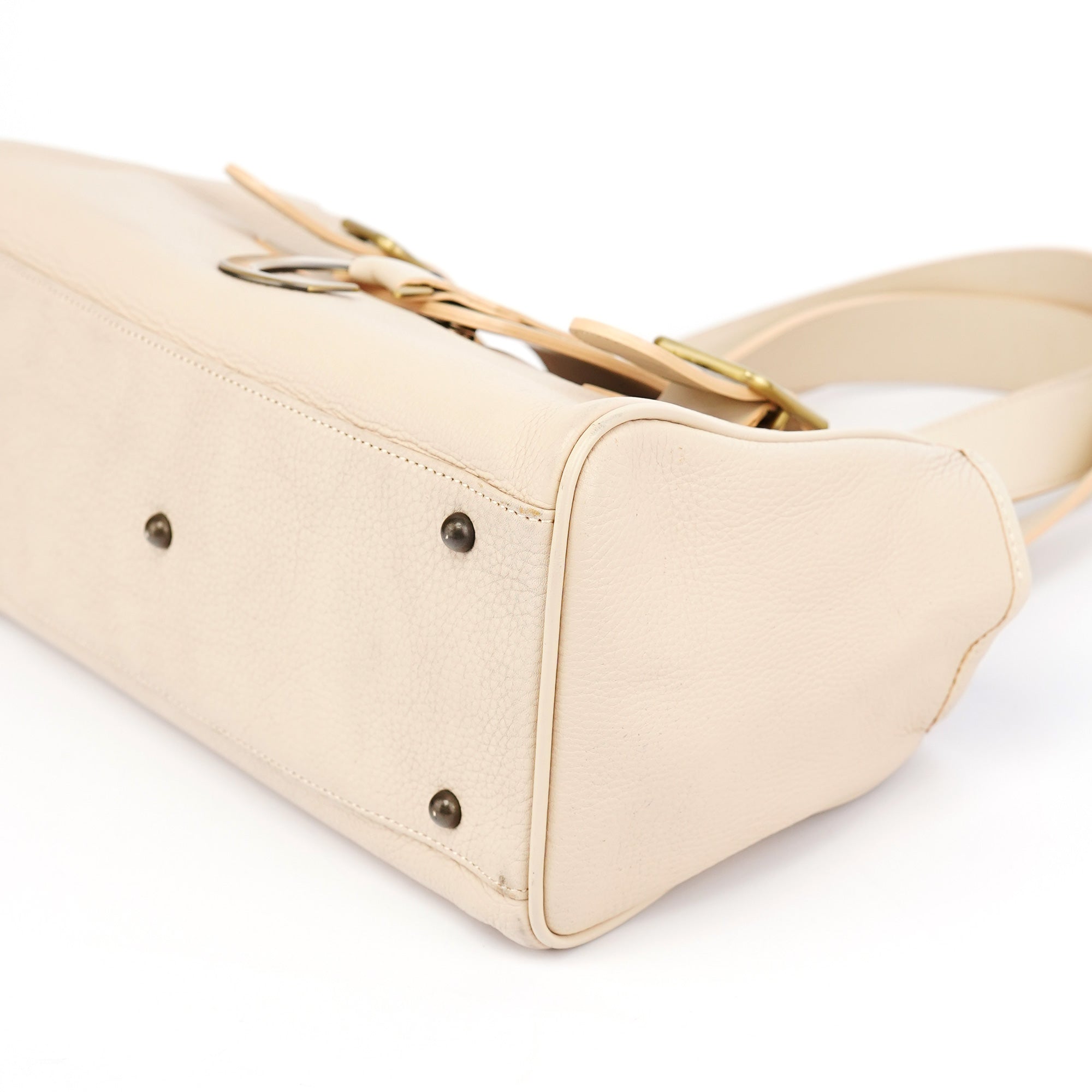 Ecru Leather C Tote Bag