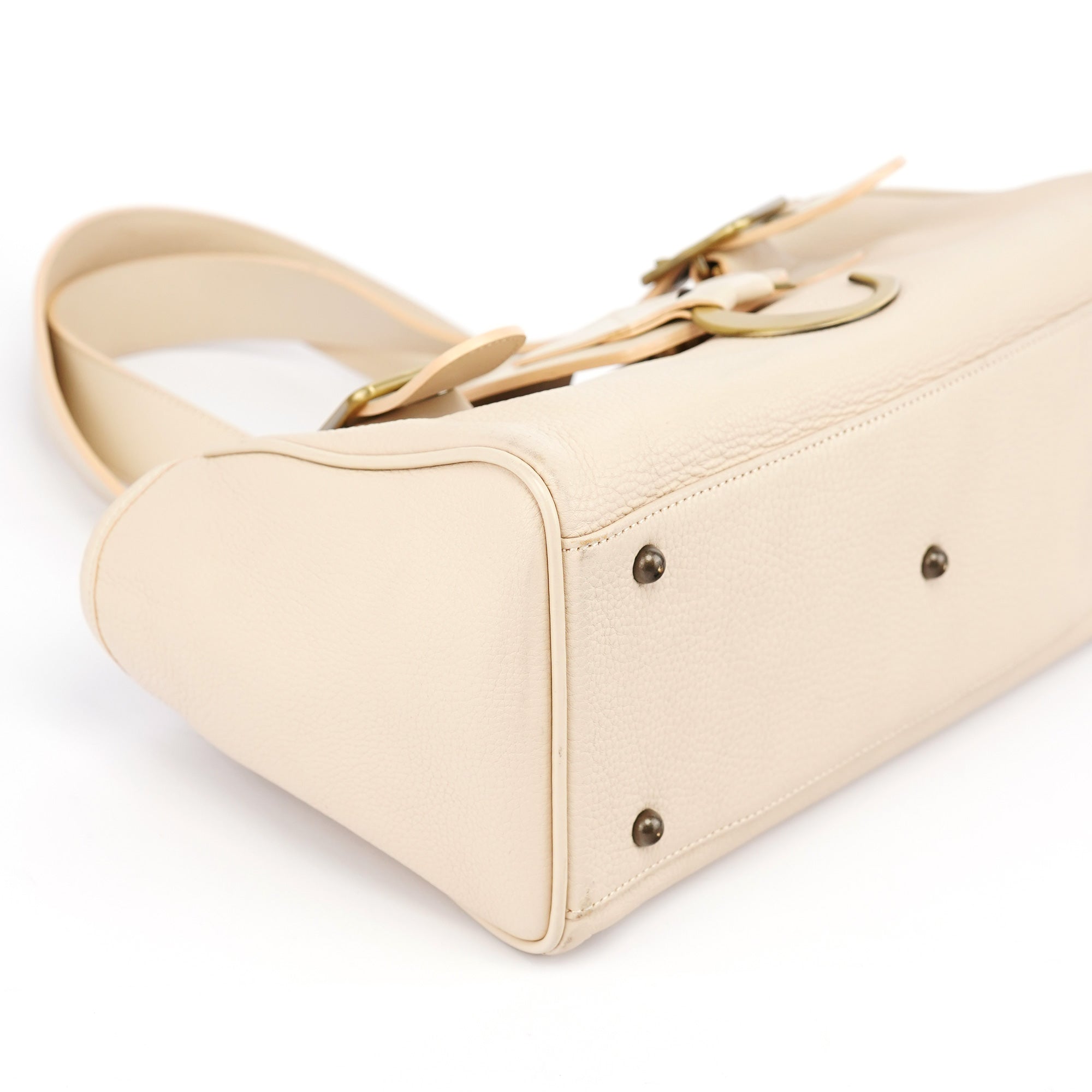 Ecru Leather C Tote Bag