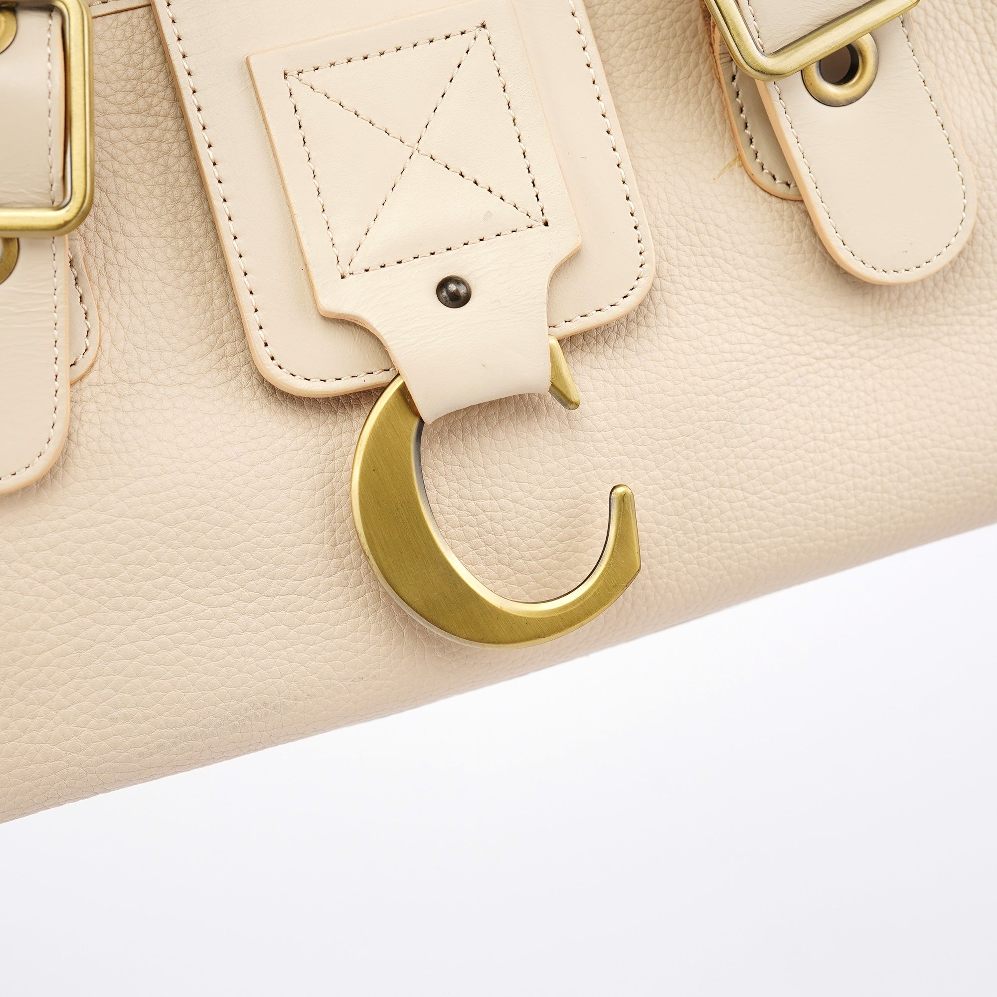 Ecru Leather C Tote Bag