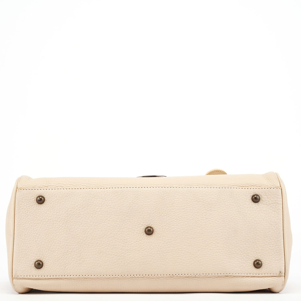Ecru Leather C Tote Bag