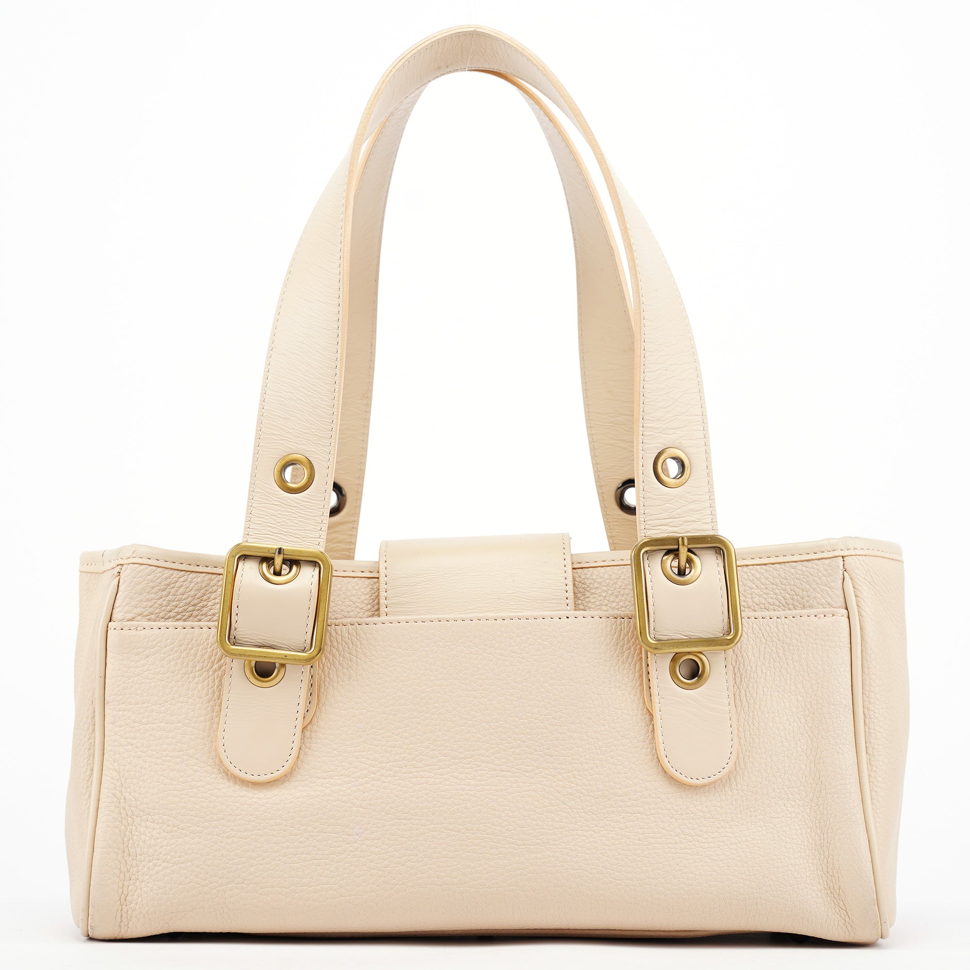 Ecru Leather C Tote Bag