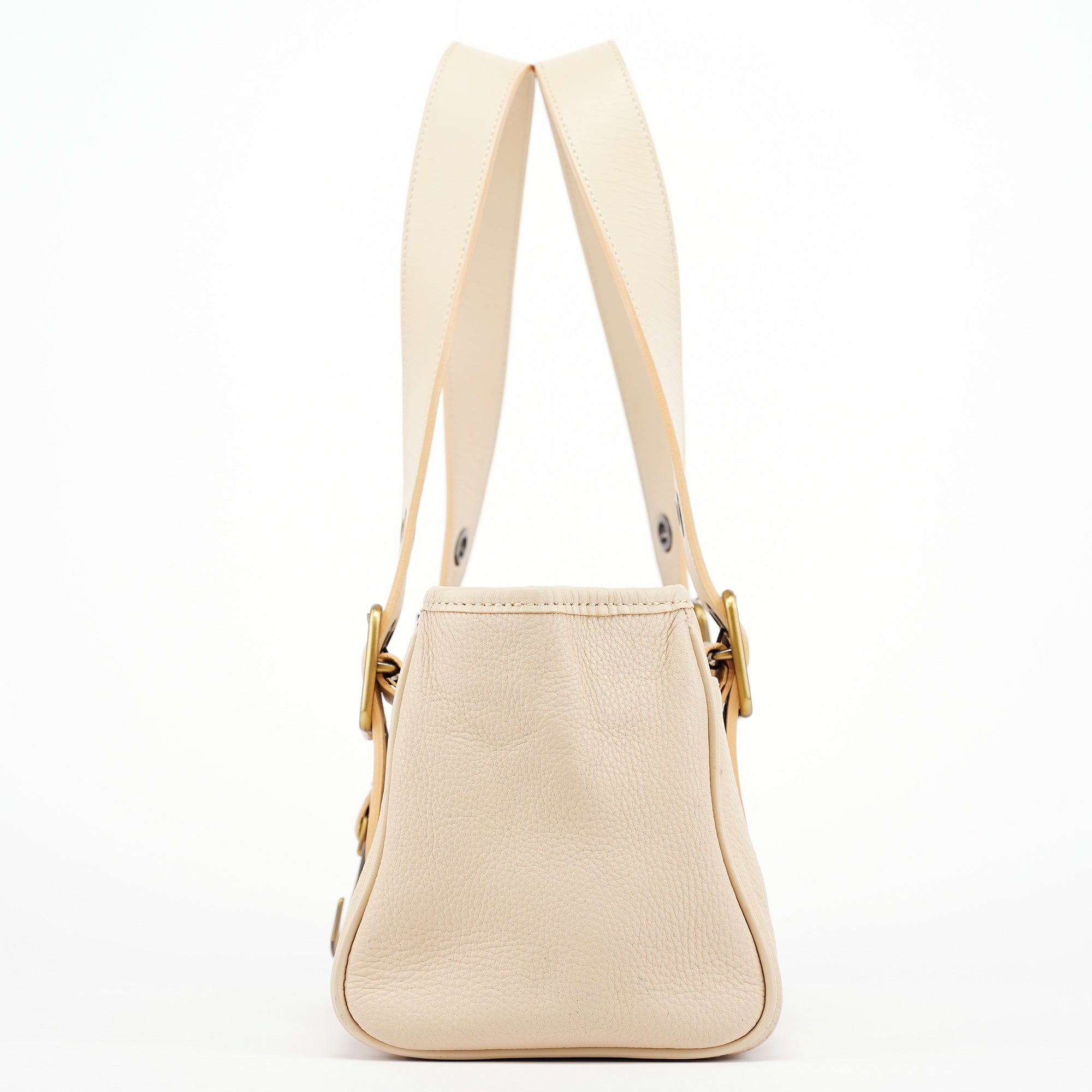 Ecru Leather C Tote Bag