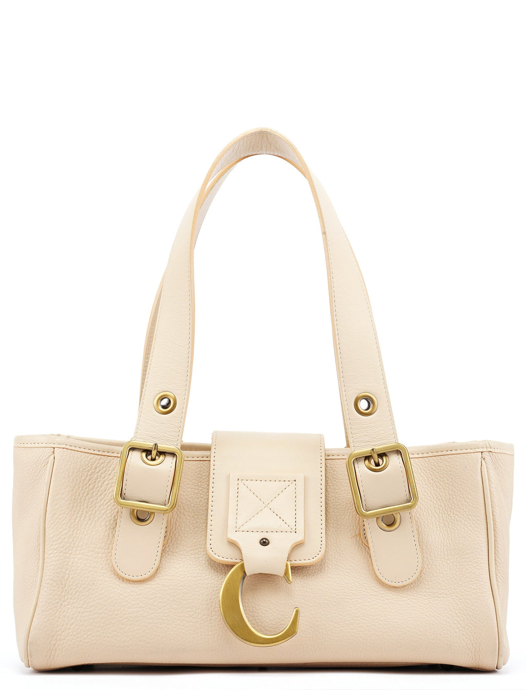 Ecru Leather C Tote Bag